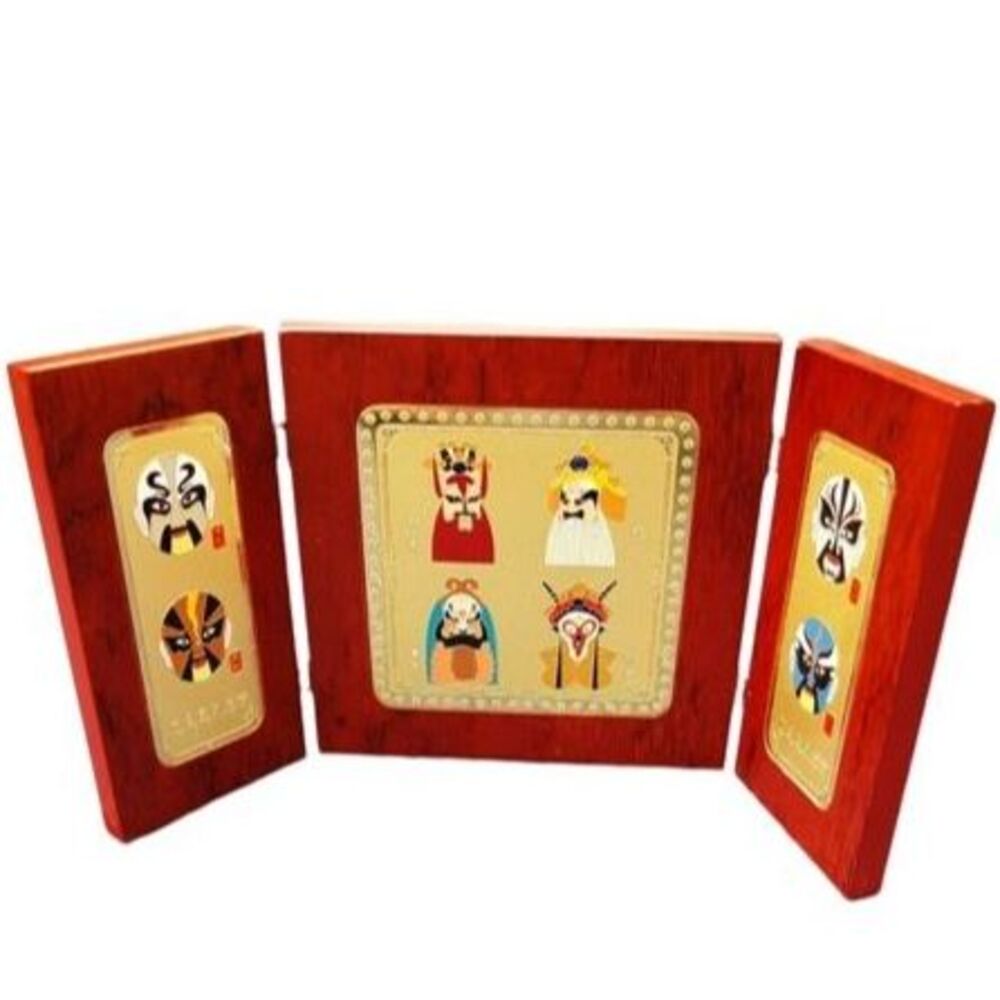 Chinese Traditional Opera Facial Makeup Wooden Panel Display Folk Art Decor
